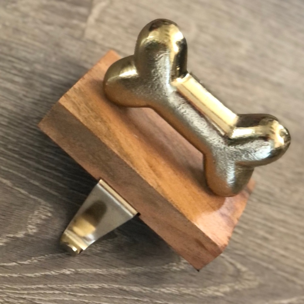 Gold Dog Bone hook leash holder